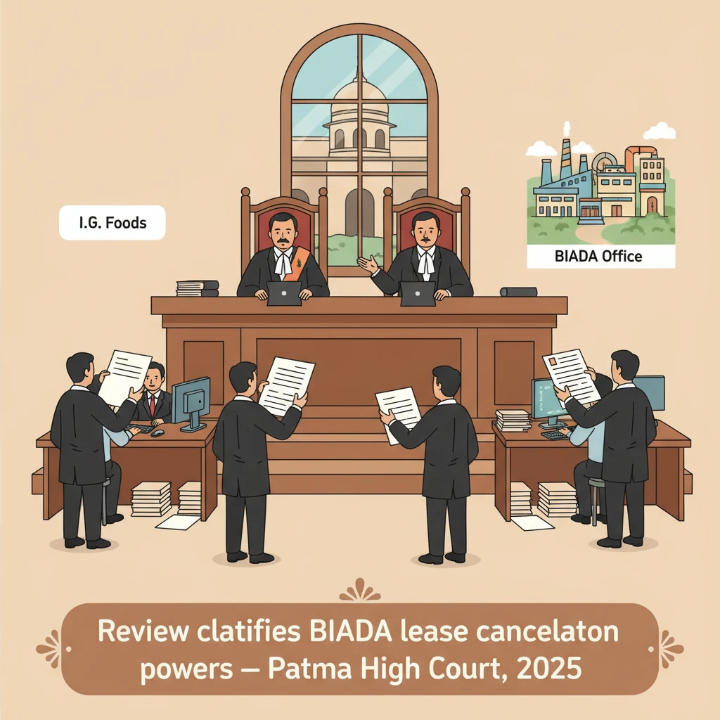 Patna High Court judges hearing a case on BIADA industrial land lease cancellation powers.