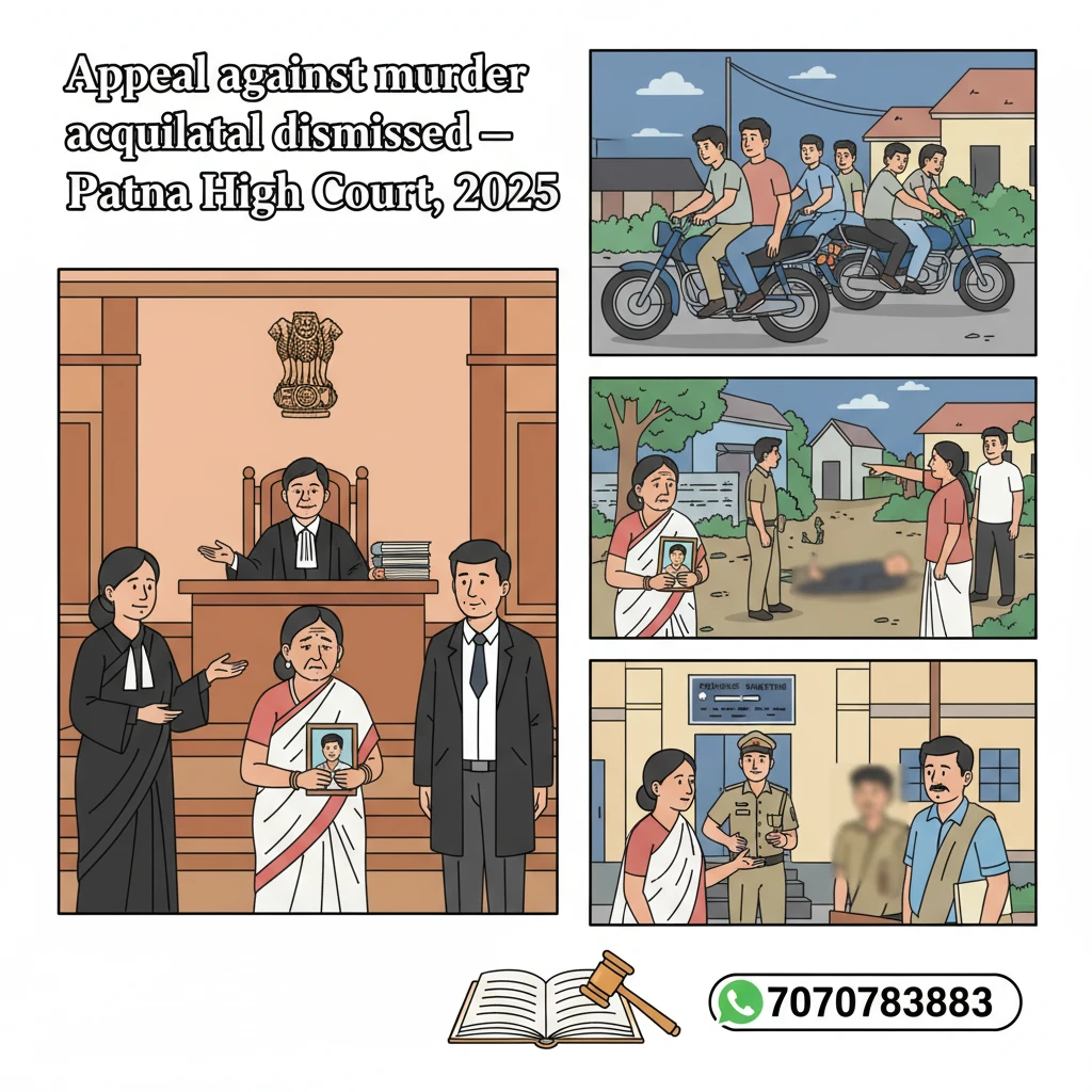 Courtroom illustration of Patna High Court hearing a criminal appeal against acquittal.
