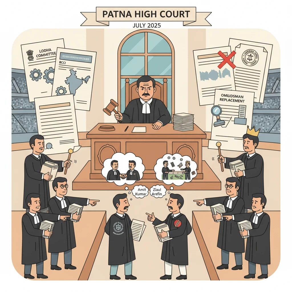 Judges at the Patna High Court hearing a dispute over Bihar cricket administration.