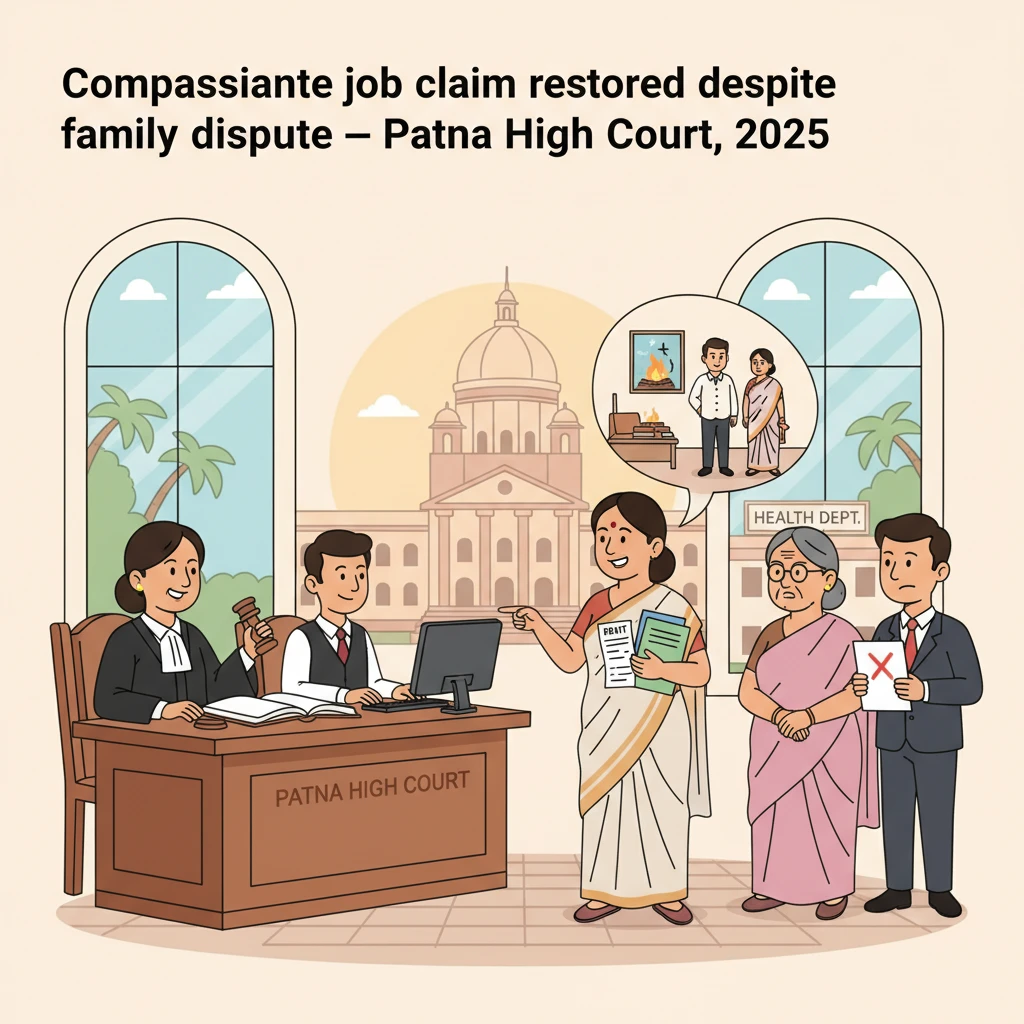 Inside view of Patna High Court hearing a widow’s compassionate appointment dispute.