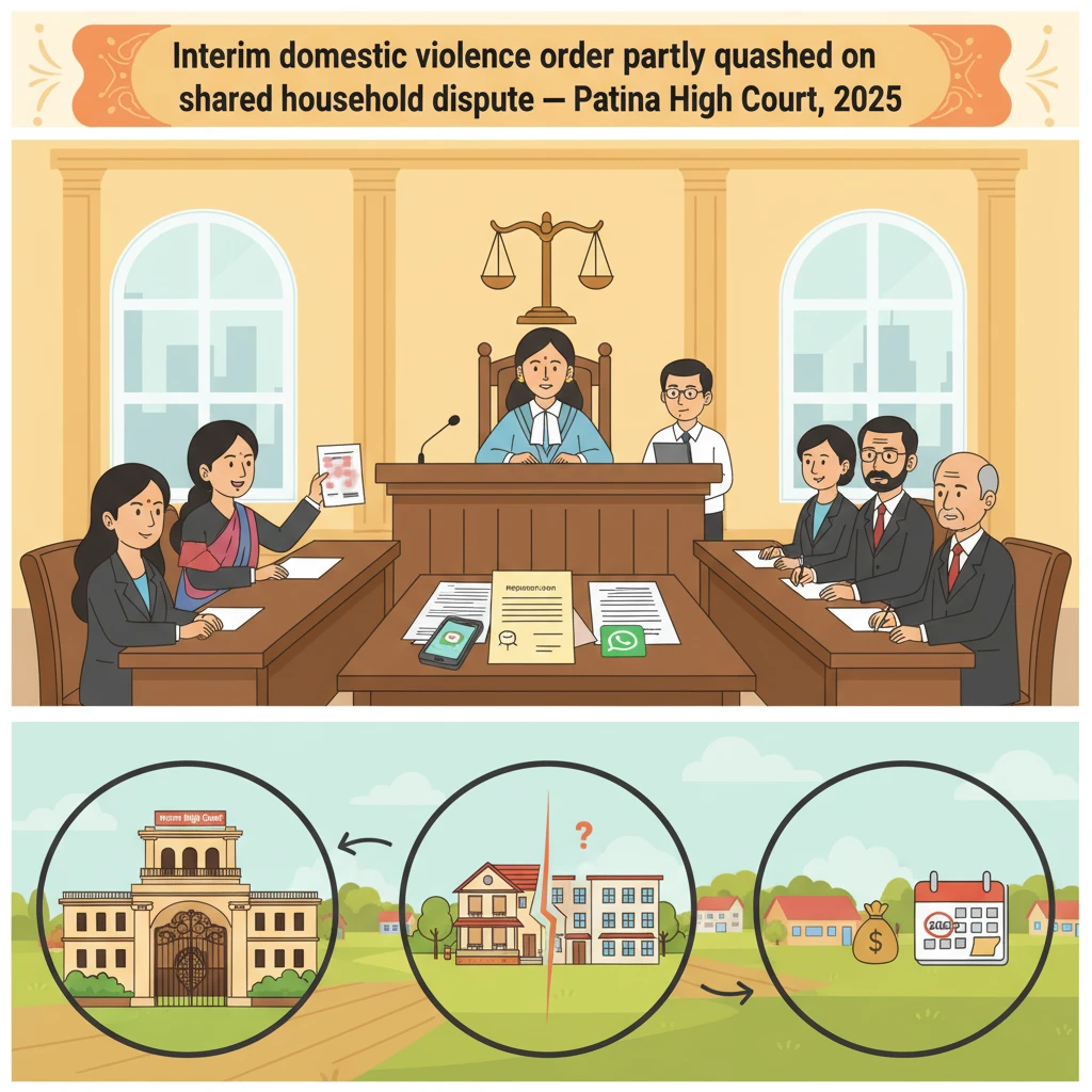 Illustration of Patna High Court reviewing a domestic violence shared household dispute.