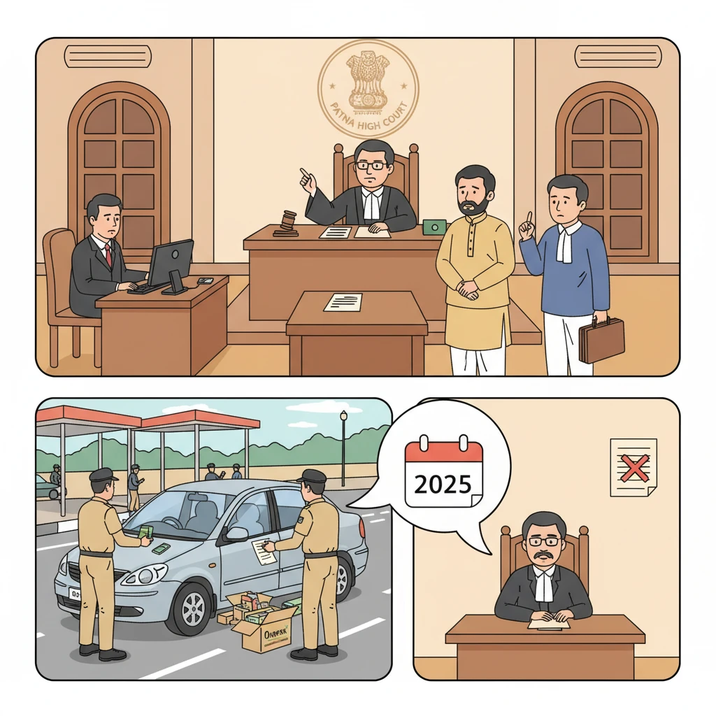 Courtroom and law books symbolising Patna High Court NDPS bail rejection in a cough syrup seizure case.