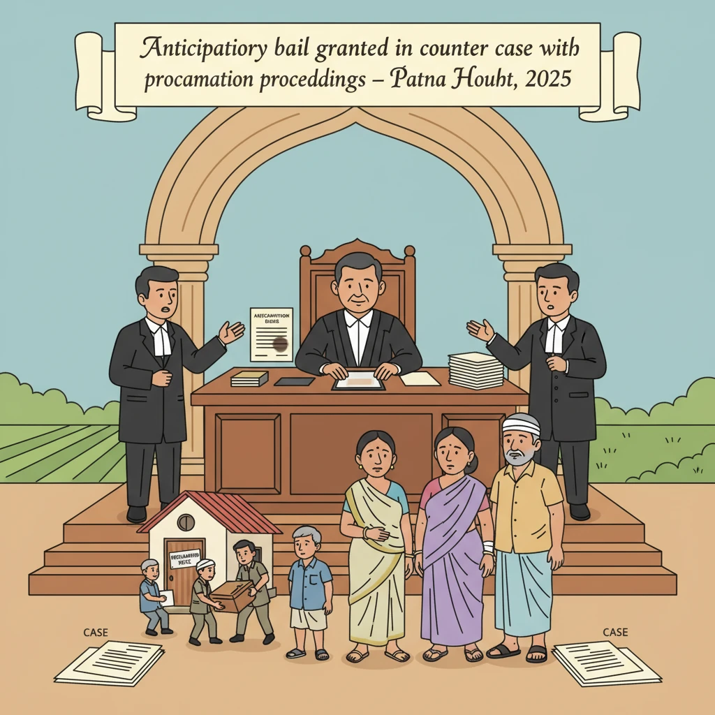 Illustration of Patna High Court considering anticipatory bail in a criminal counter case.