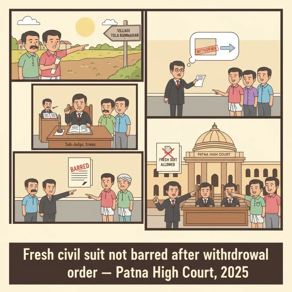 Courtroom scene at Patna High Court in a civil revision on withdrawal of suit.