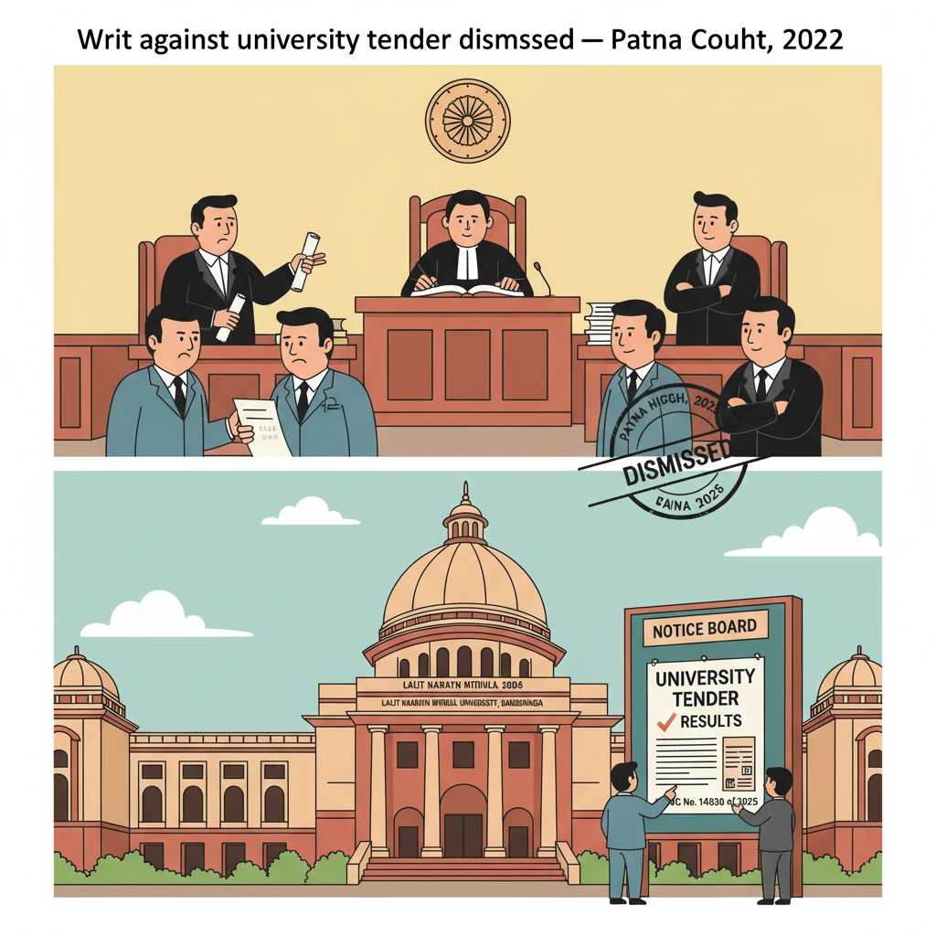 Courtroom scene depicting judicial review of a university security service tender.