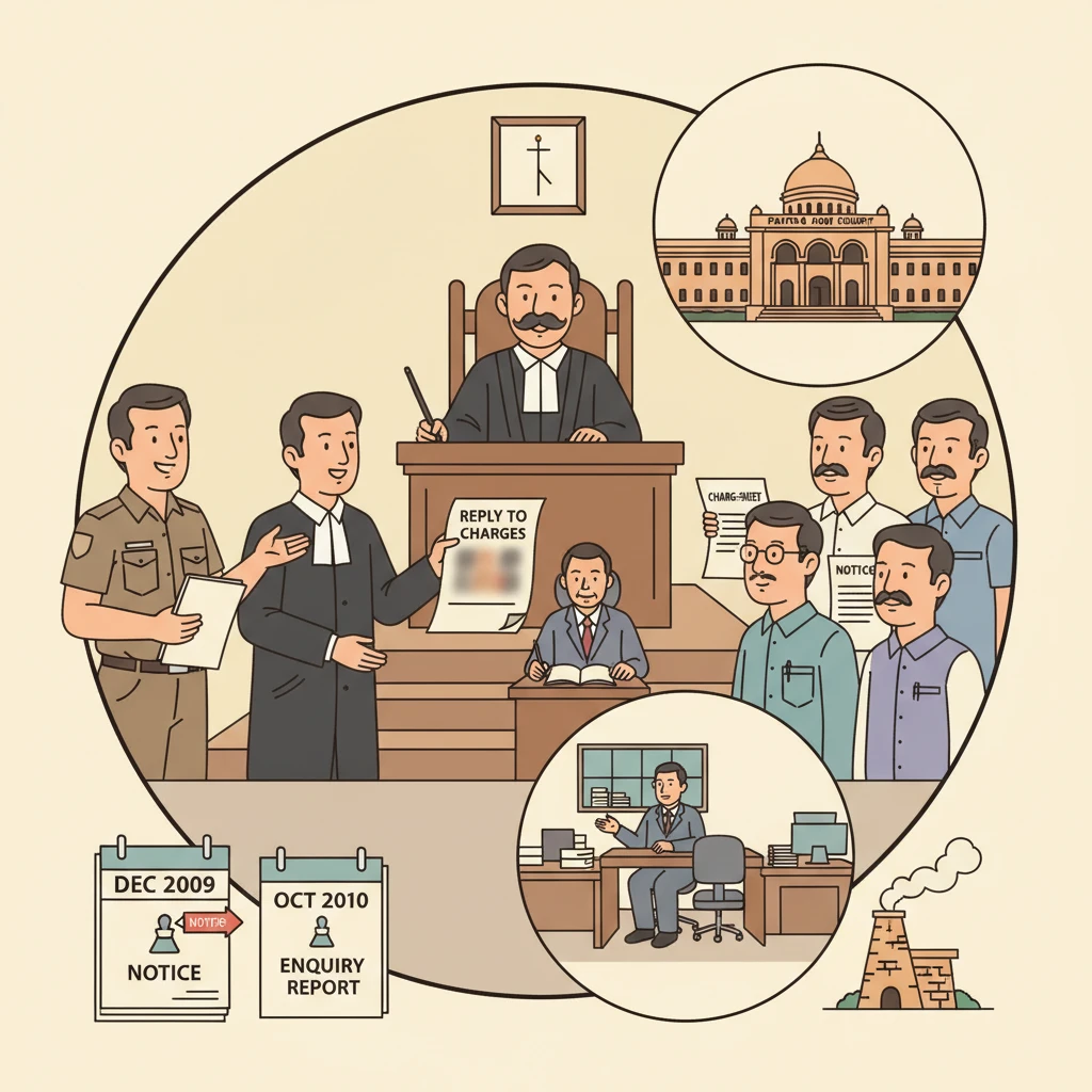 Illustration of Patna High Court reviewing a departmental enquiry against a government officer