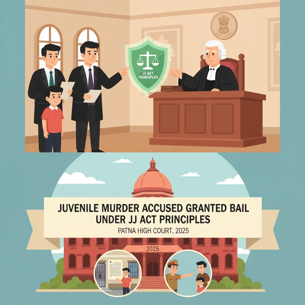 Illustration of Patna High Court weighing bail for a juvenile murder accused under the Juvenile Justice Act.