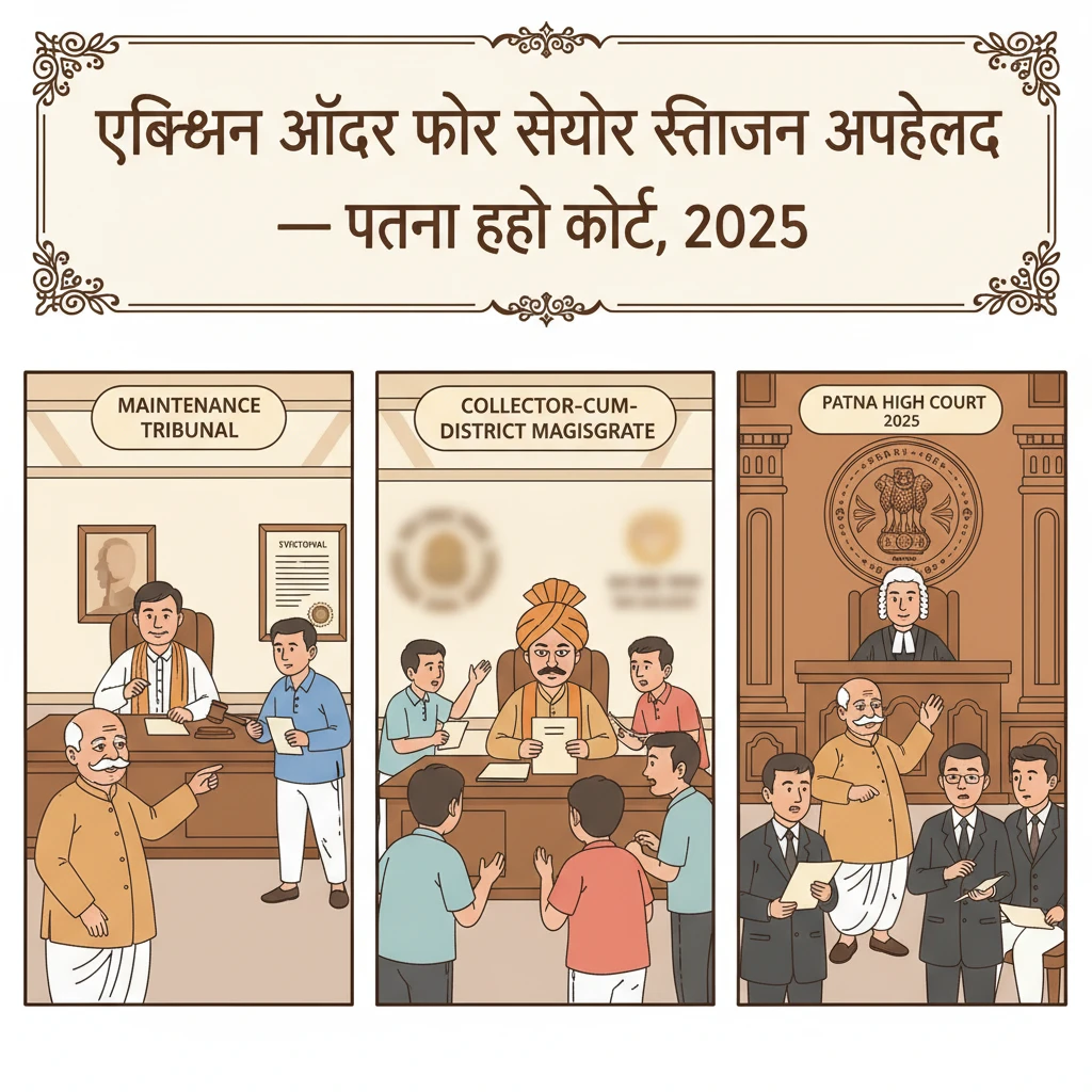 Patna High Court courtroom scene highlighting a senior citizen property protection dispute.