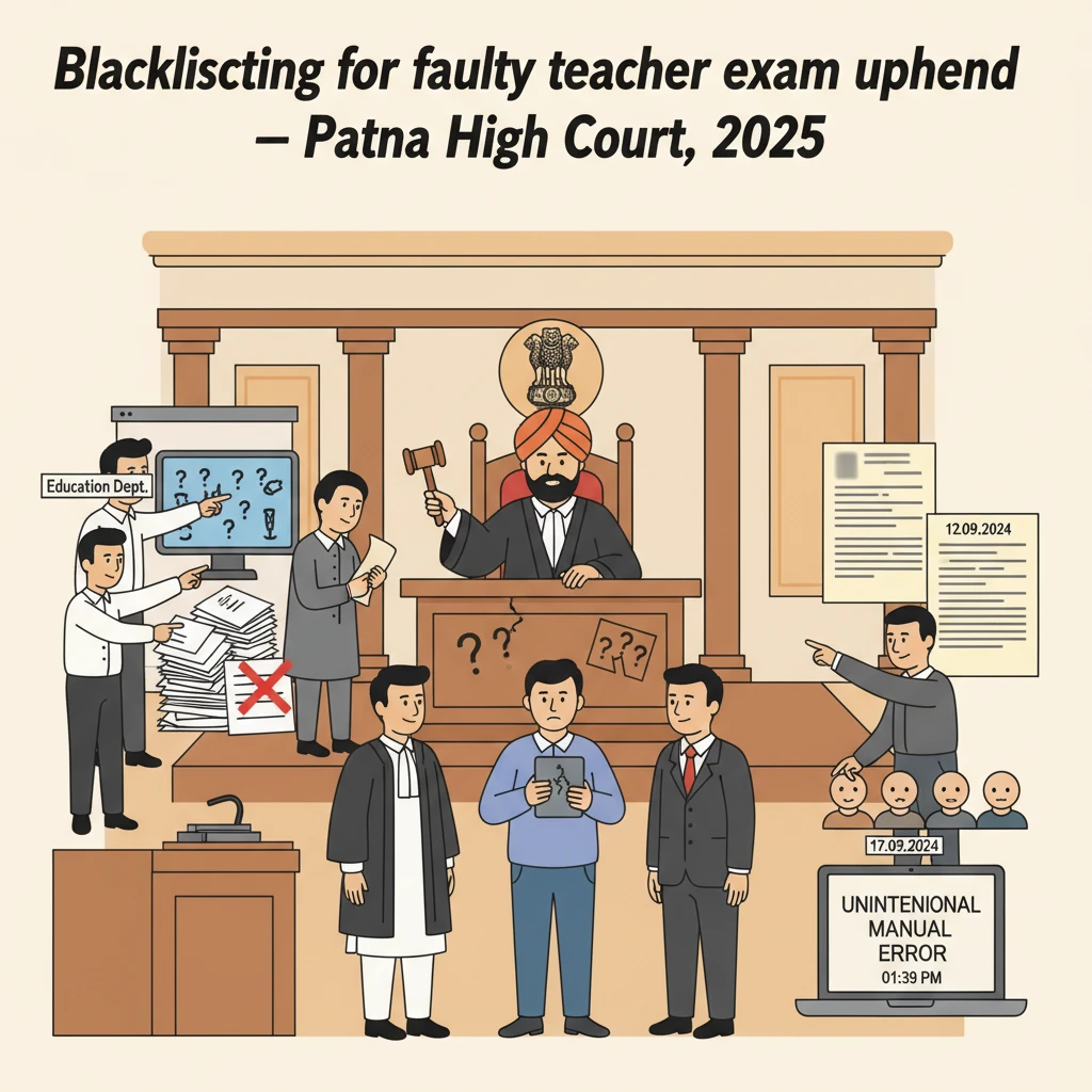 Patna High Court judges hearing a case on blacklisting over online teacher exams.