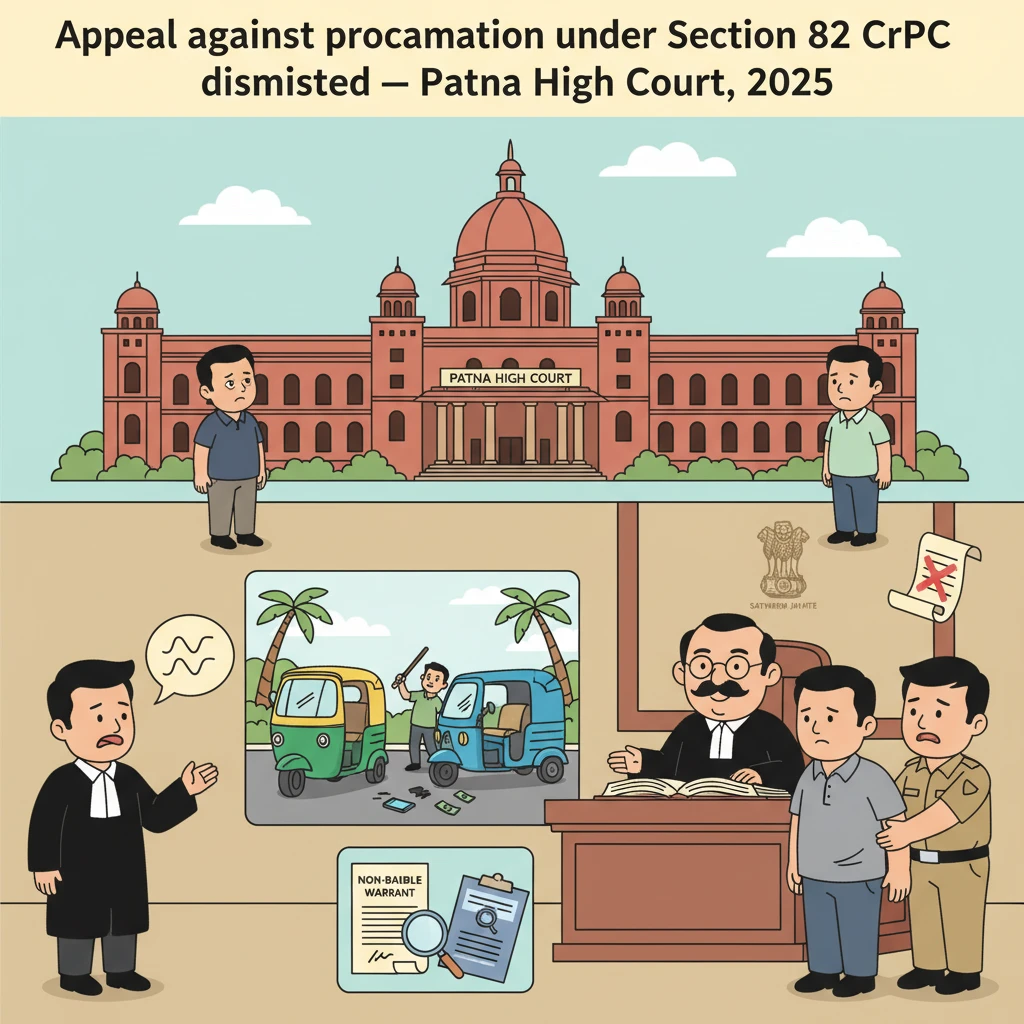 Illustration of Patna High Court building relating to a criminal appeal on Section 82 CrPC.