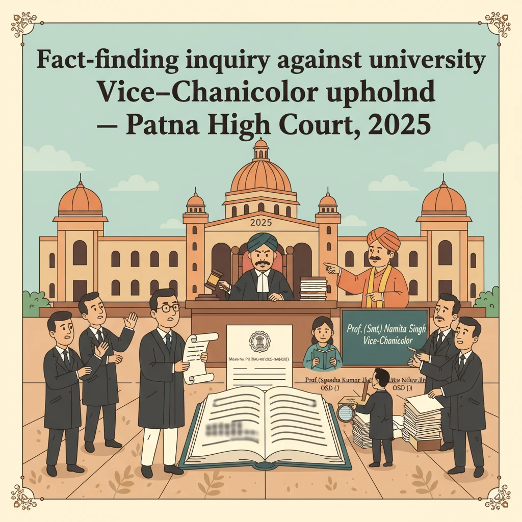 Illustration of a Patna High Court hearing on a university Vice-Chancellor inquiry.