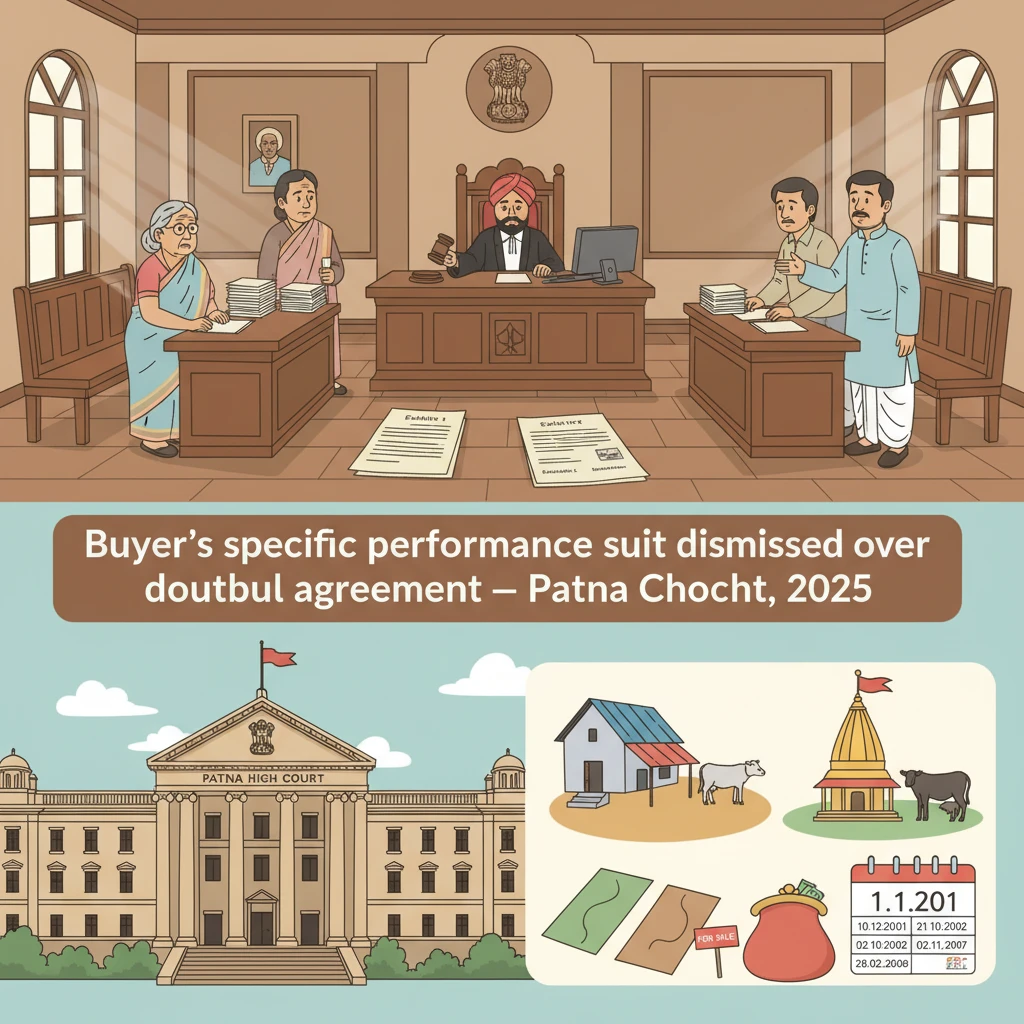 Illustration of Patna High Court evaluating documents in a land sale dispute.