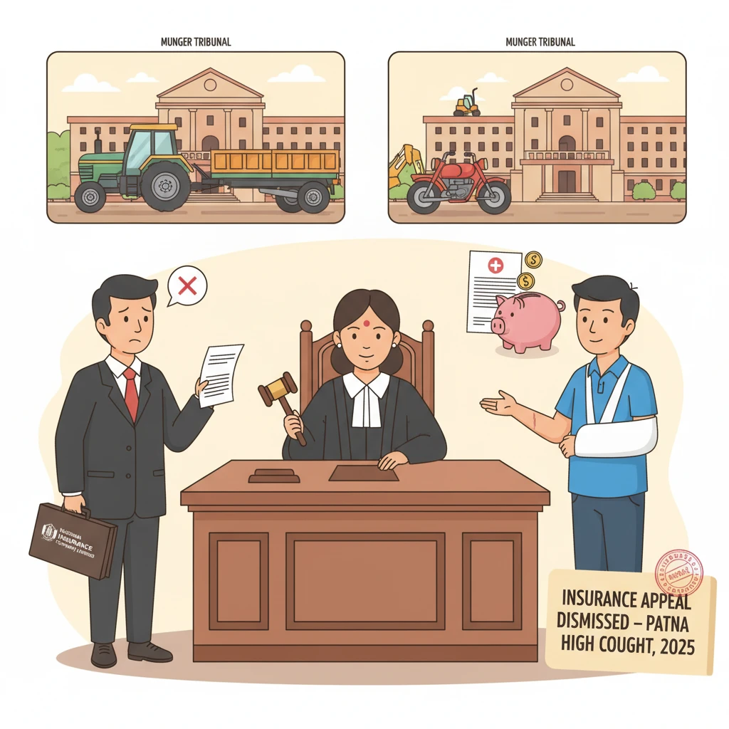 Courtroom scene depicting a motor accident compensation appeal involving an insurance company.