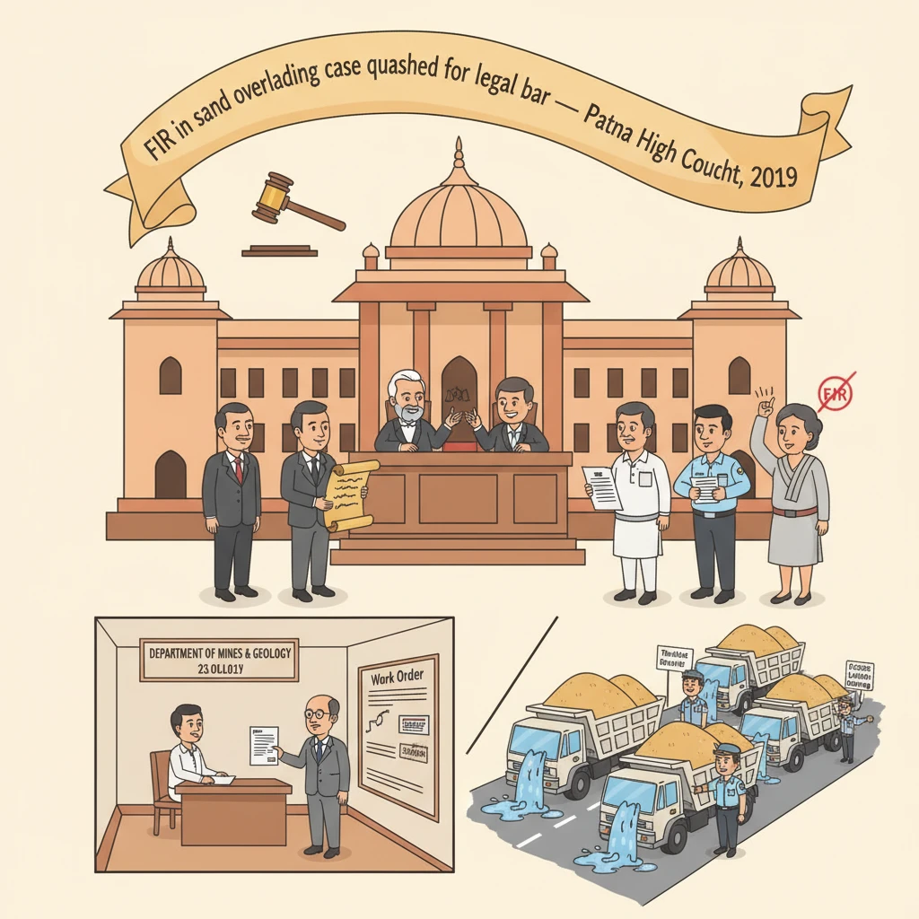 A view of a courtroom reflecting a Patna High Court decision on sand mining prosecution procedure.