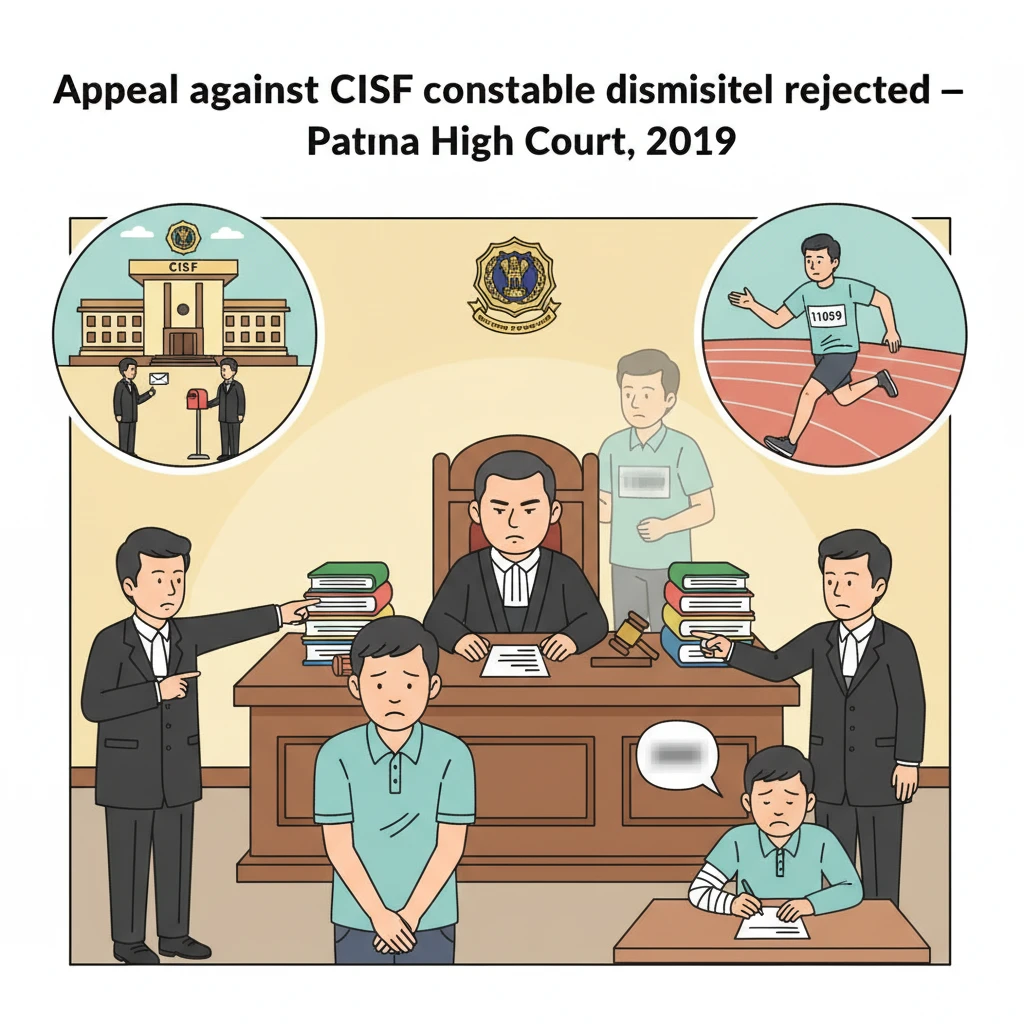 Illustration of Patna High Court reviewing a CISF constable recruitment impersonation case.