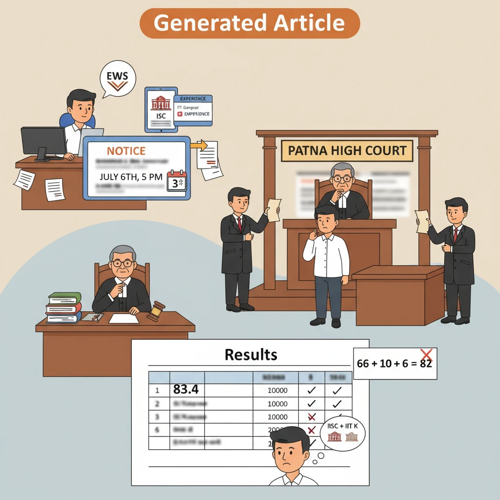 Courtroom scene illustrating Patna High Court review of physics assistant professor recruitment.