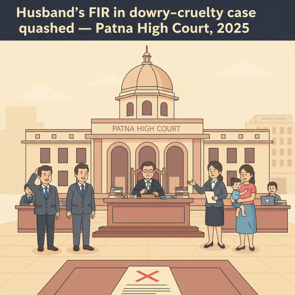Illustration of Patna High Court hearing a criminal quashing petition in a matrimonial dispute.