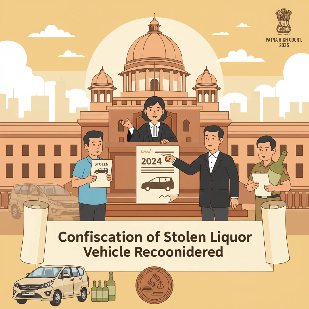 Courtroom view illustrating Patna High Court scrutiny of vehicle confiscation under Bihar prohibition law.