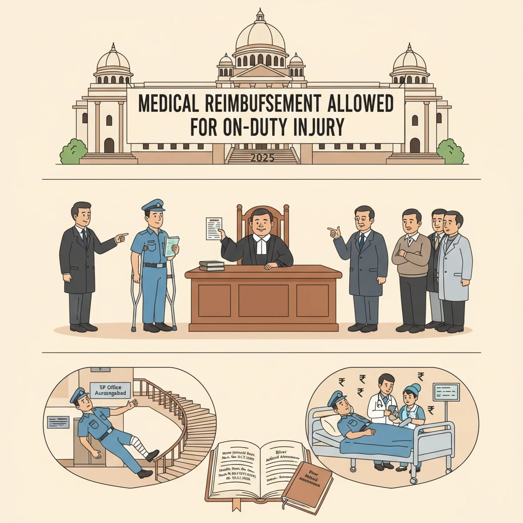 Illustration of Patna High Court examining a Home Guard’s medical reimbursement claim.