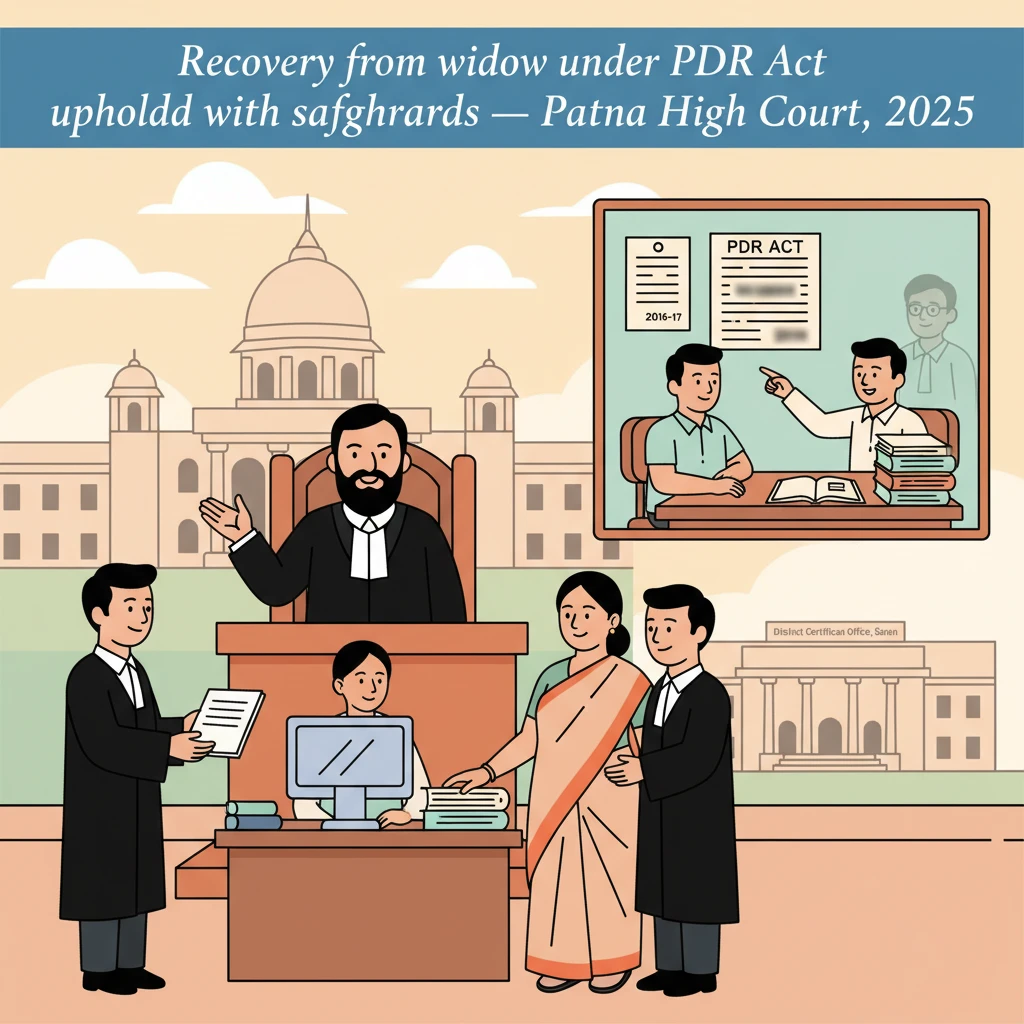 Patna High Court building illustrating a judgment on recovery from a widow as legal representative.