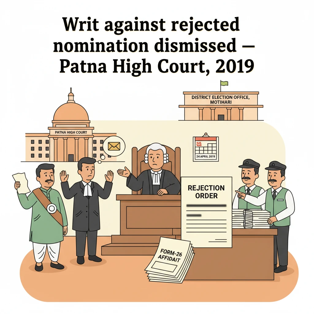 Illustration of Patna High Court examining rejection of a Lok Sabha nomination paper.