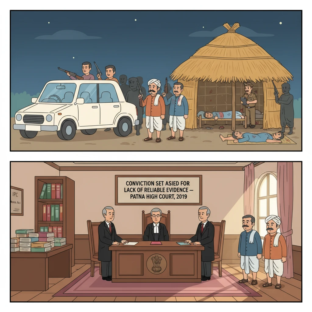 A courtroom scene representing the Patna High Court deciding a criminal appeal.