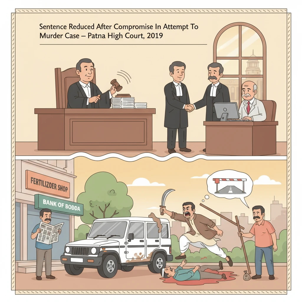 Illustration of Patna High Court hearing a criminal appeal on sentence reduction.