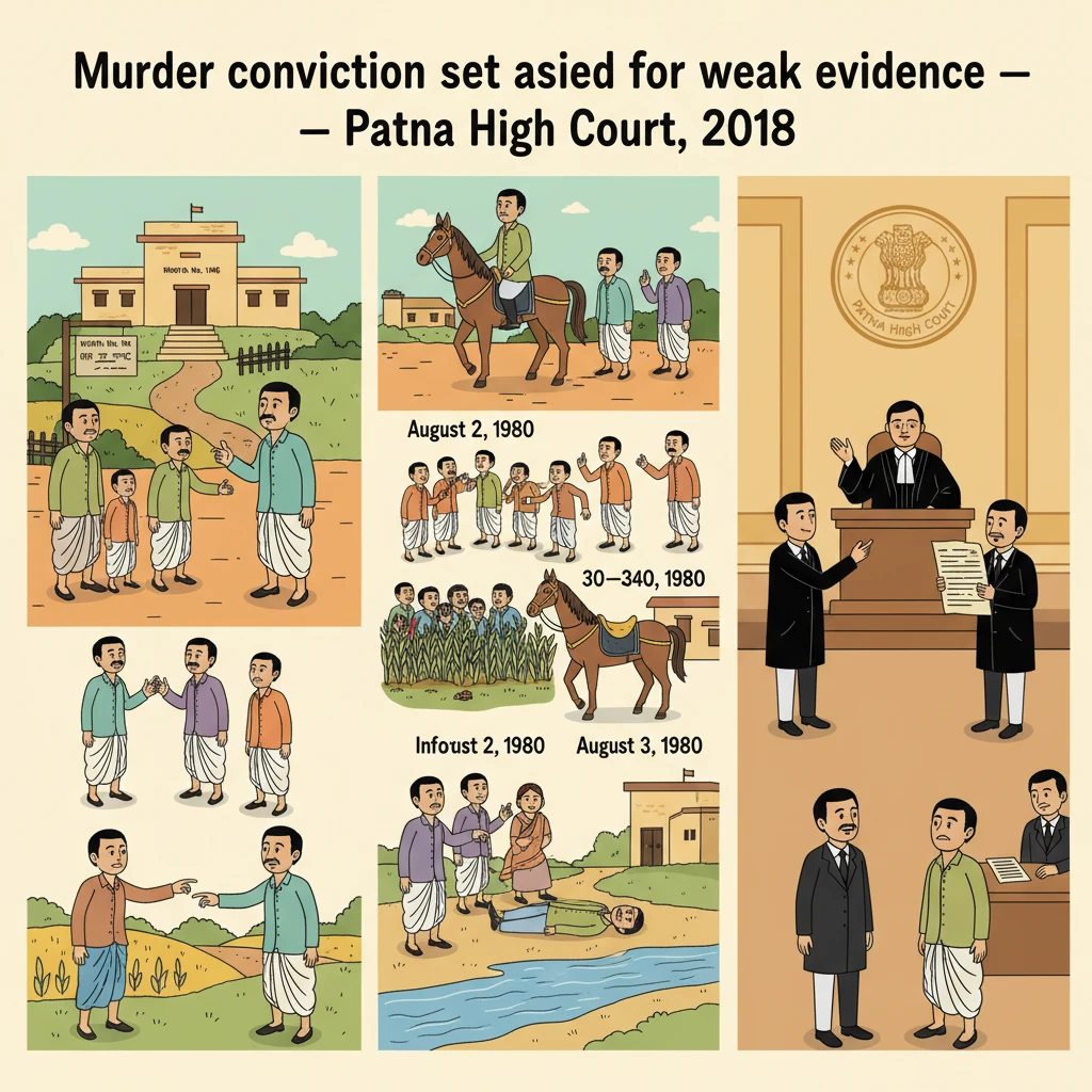 Courtroom scene illustrating Patna High Court review of a murder conviction from a land dispute.