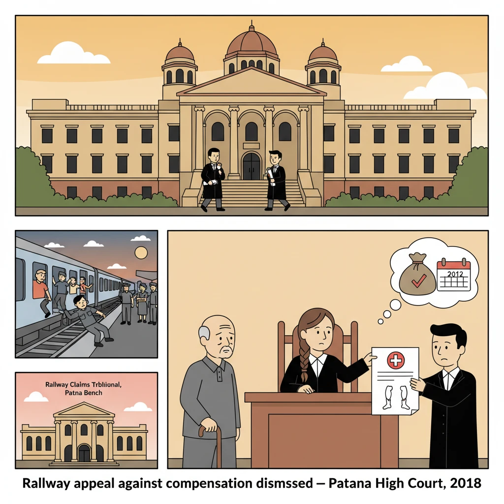 Illustration of Patna High Court reviewing a railway death compensation case.