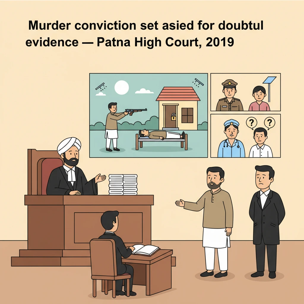 Illustration of a courtroom scene at Patna High Court during a criminal appeal.