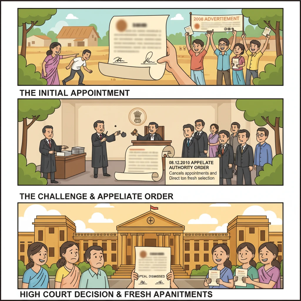 Illustration of Patna High Court reviewing a Panchayat teacher recruitment dispute.