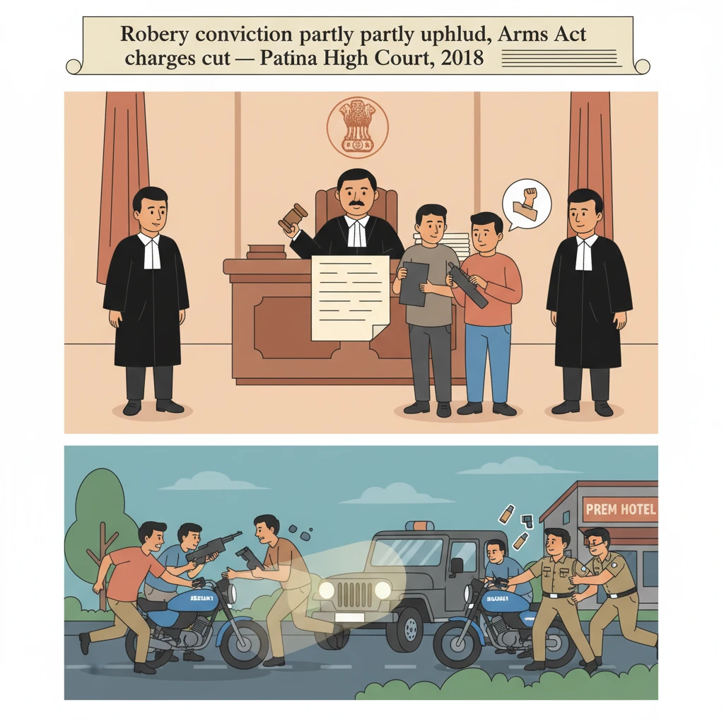 Illustration of Patna High Court hearing a robbery and Arms Act appeal.