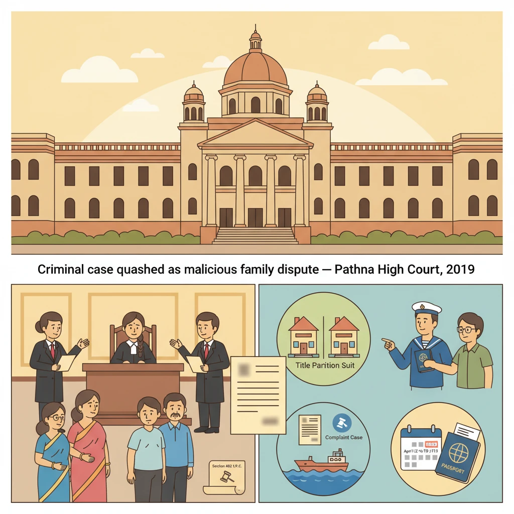 Illustration of Patna High Court building in a criminal quashing case over family dispute.