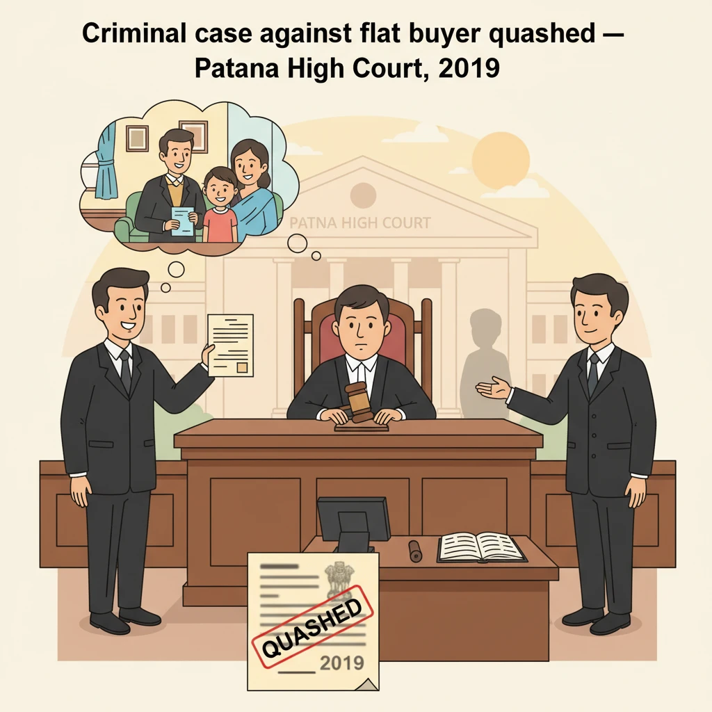 Illustration of Patna High Court examining a criminal case over a disputed flat.