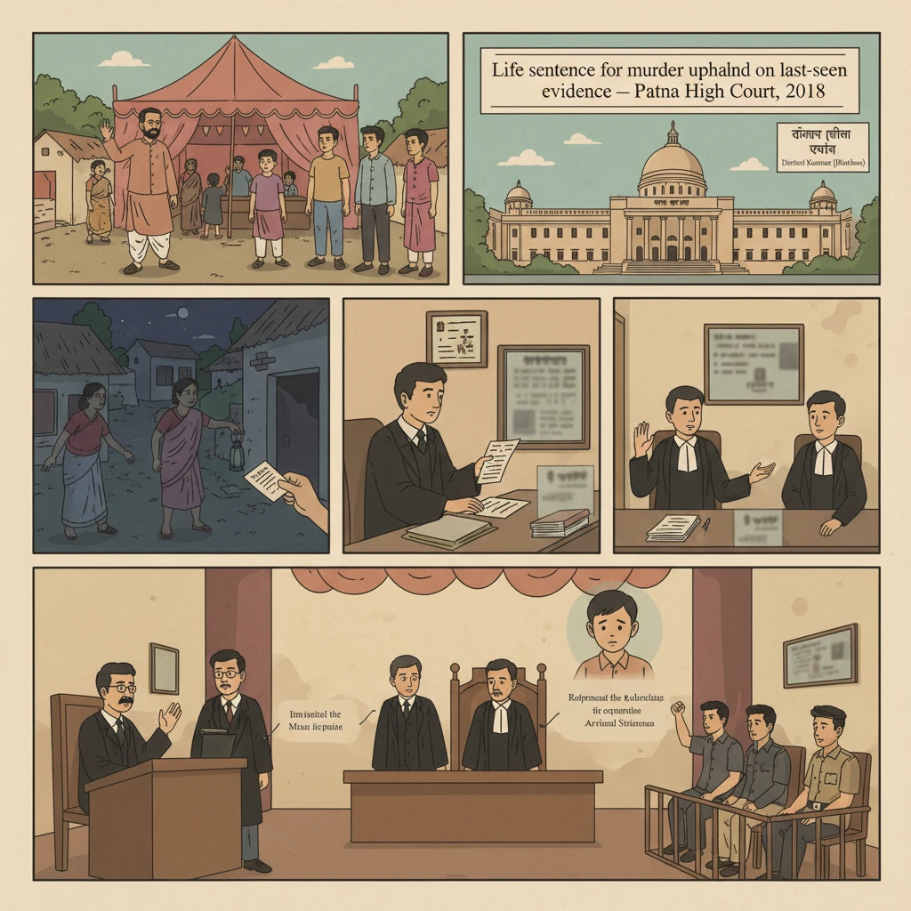 Illustration of Patna High Court hearing a criminal appeal on village murder evidence