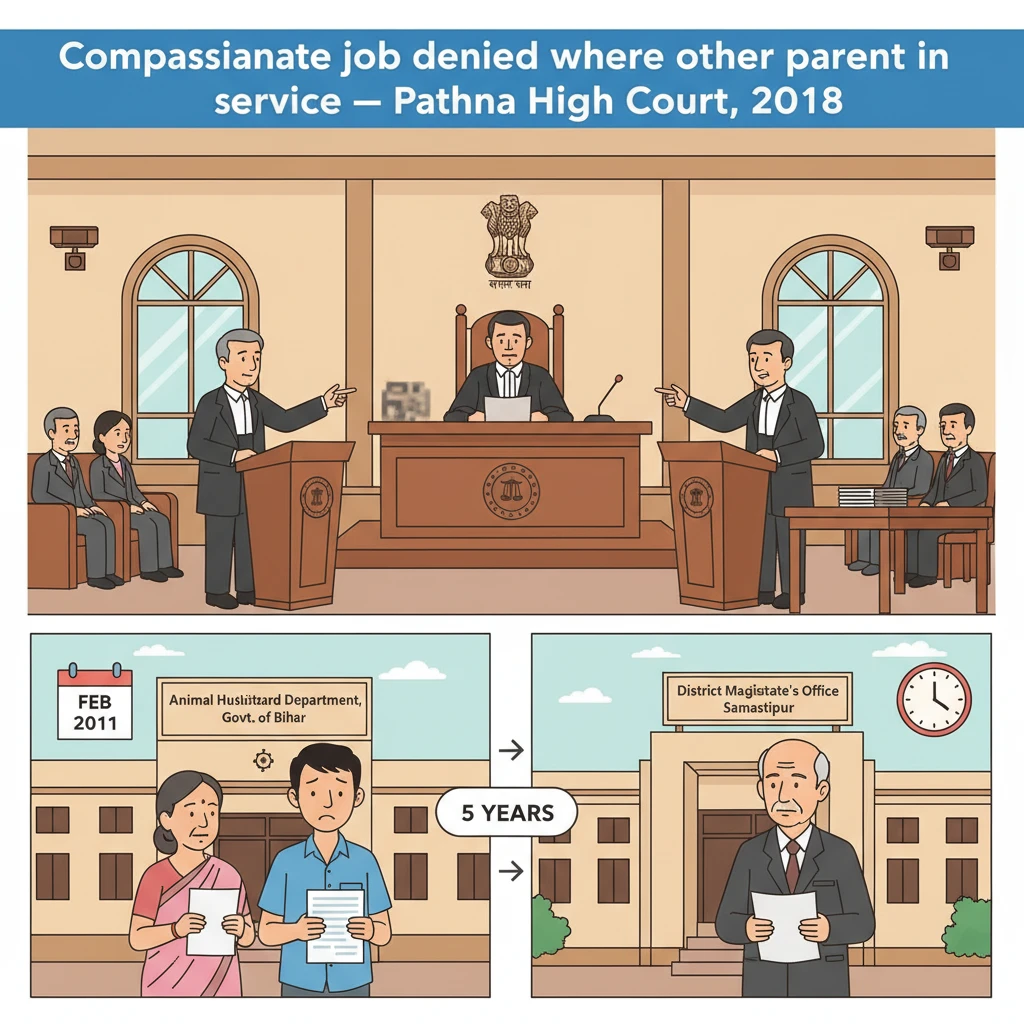 Inside view of Patna High Court during hearing on compassionate appointment dispute.