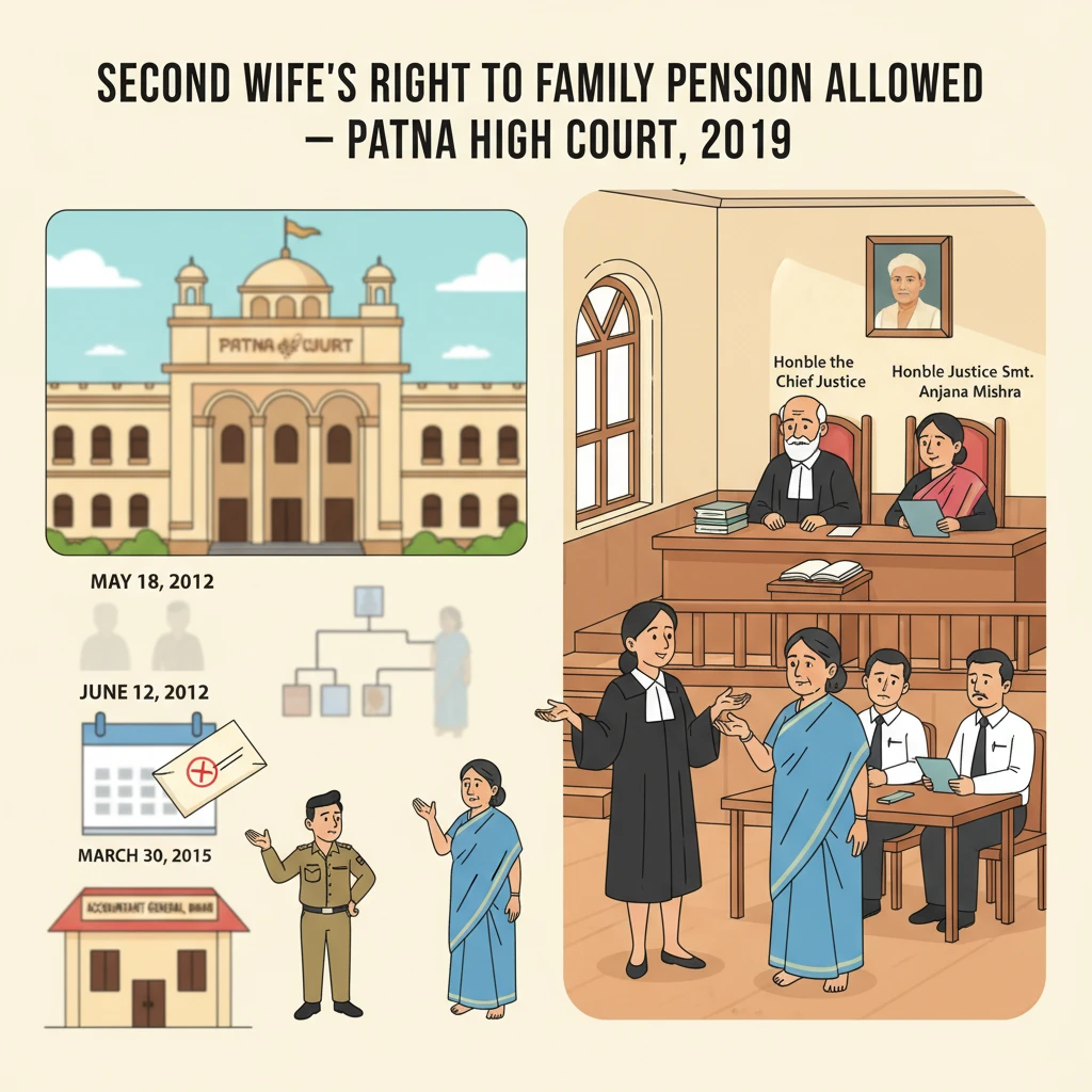 Illustration of Patna High Court examining a widow’s family pension dispute.