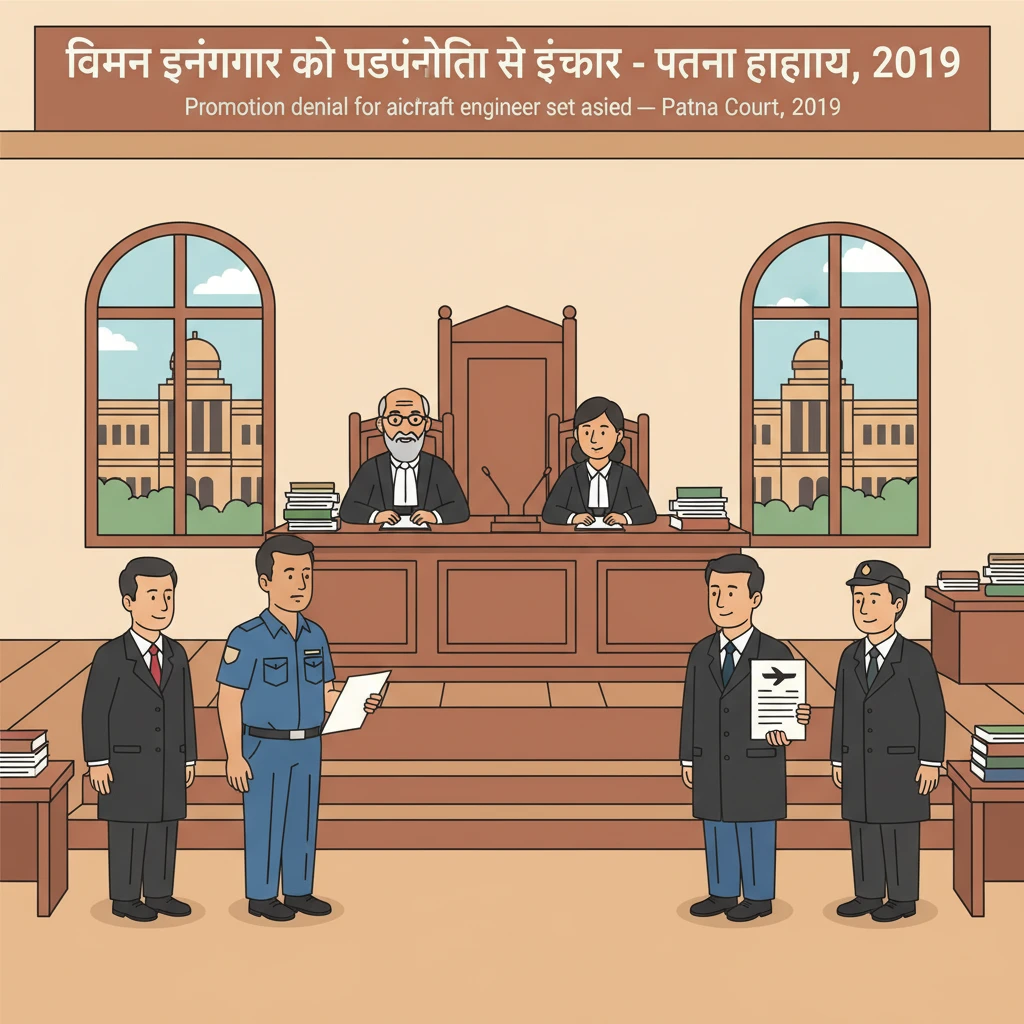 Patna High Court judges hearing a service promotion dispute involving aircraft maintenance approvals.