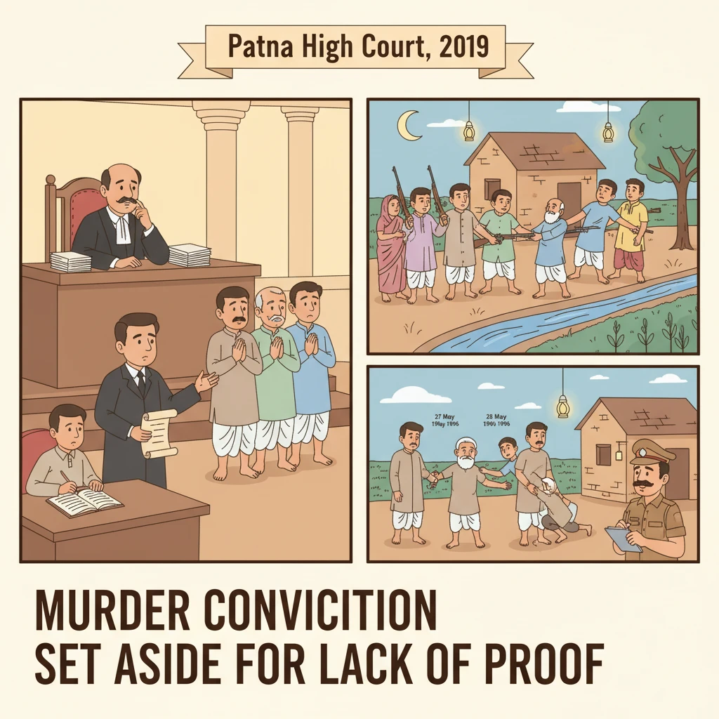 Illustration of Patna High Court reviewing a village murder conviction in criminal appeal.