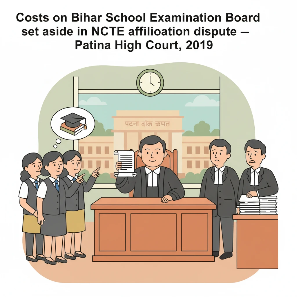 Illustration of Patna High Court reviewing Bihar School Examination Board’s duty to affiliate a teacher training college.