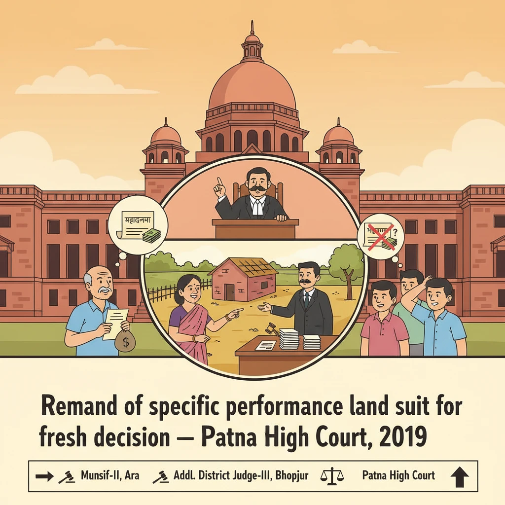 Illustration of Patna High Court reviewing a land specific performance dispute.