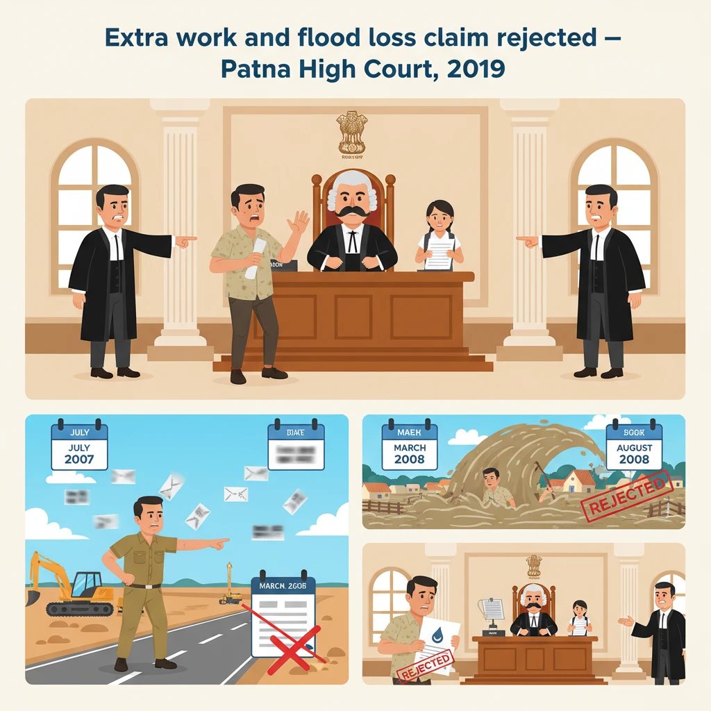 Courtroom scene representing Patna High Court decision on a road contract dispute.