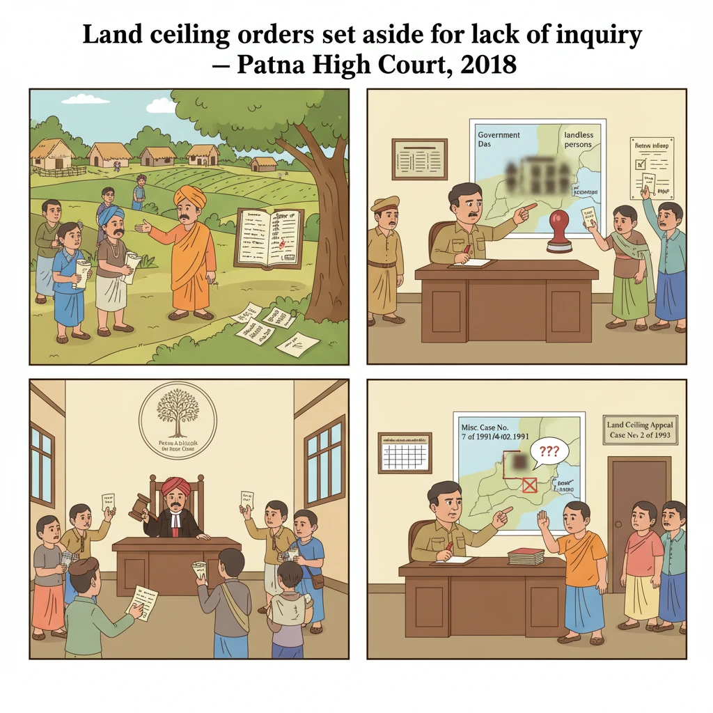 Courtroom scene illustrating Patna High Court review of Bihar land ceiling orders.