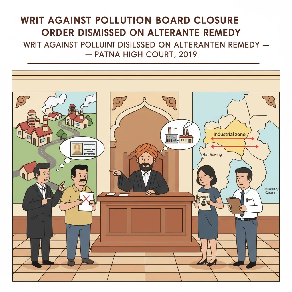 Patna High Court courtroom scene in an environmental closure dispute.