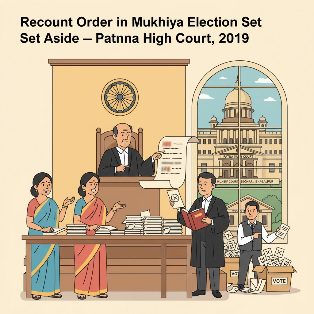 Inside view of a courtroom symbolising a Patna High Court decision on a Panchayat election recount.
