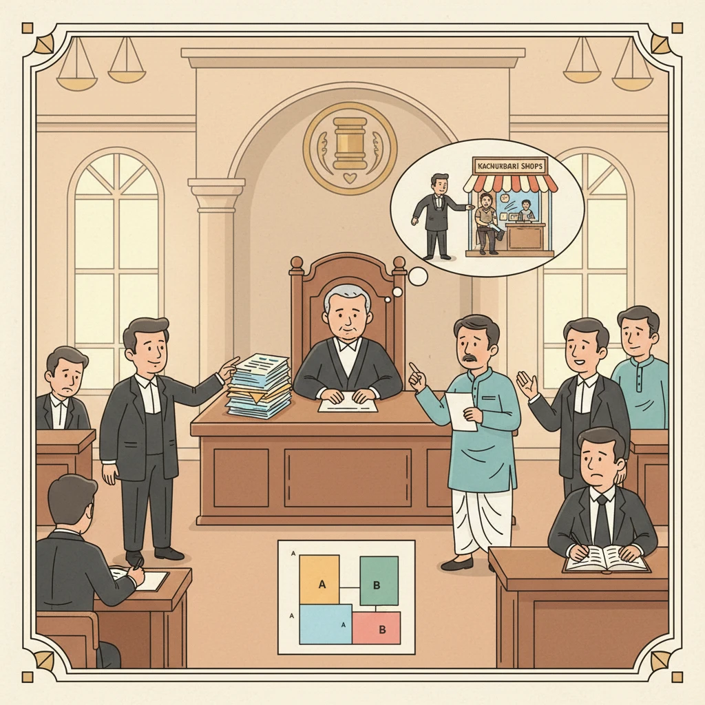 Illustration of a Patna court officer delivering possession of a shop after an eviction decree.