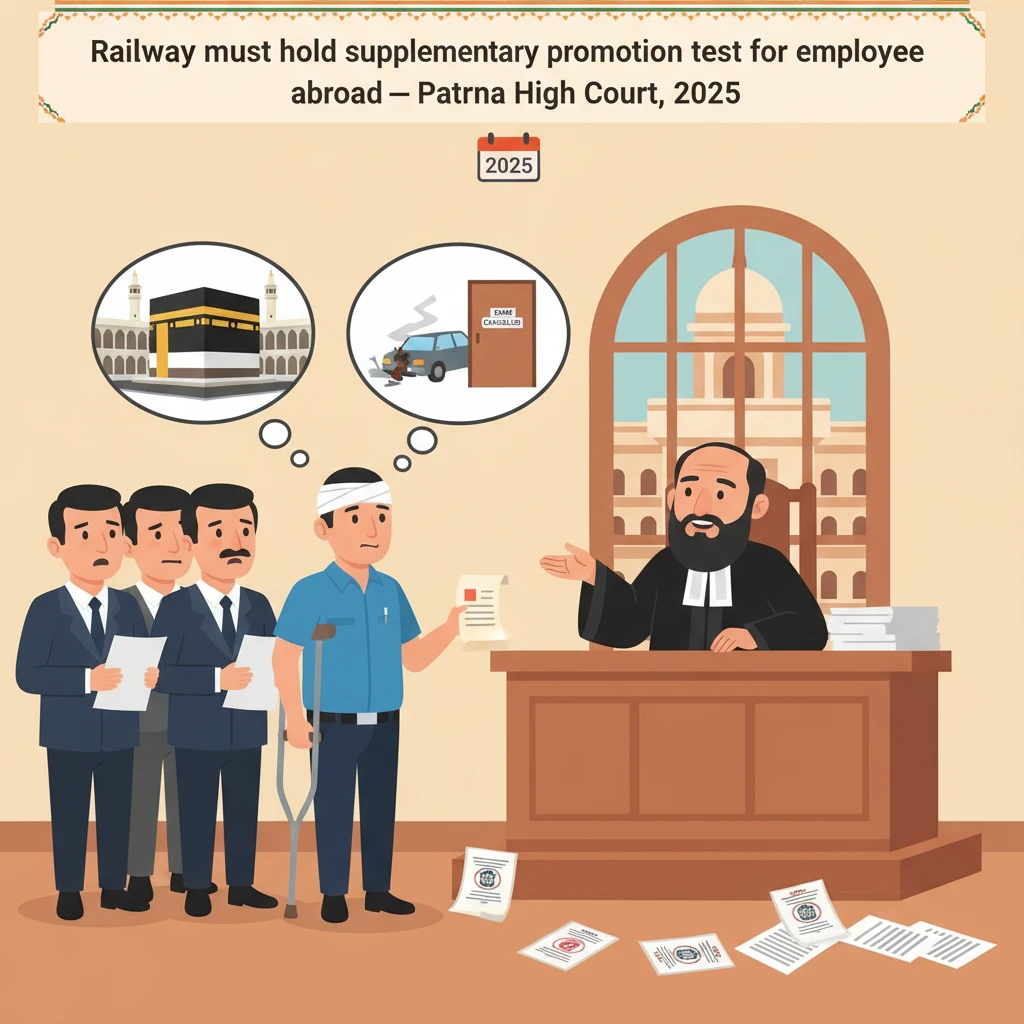 Illustration of Patna High Court reviewing a railway promotion examination dispute.