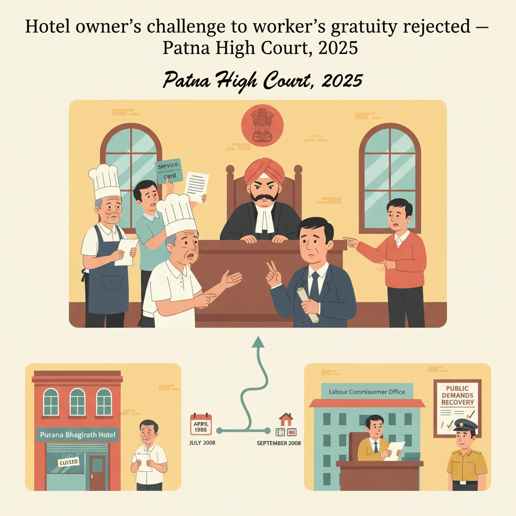 Illustration of Patna High Court building symbolising a gratuity dispute decision.