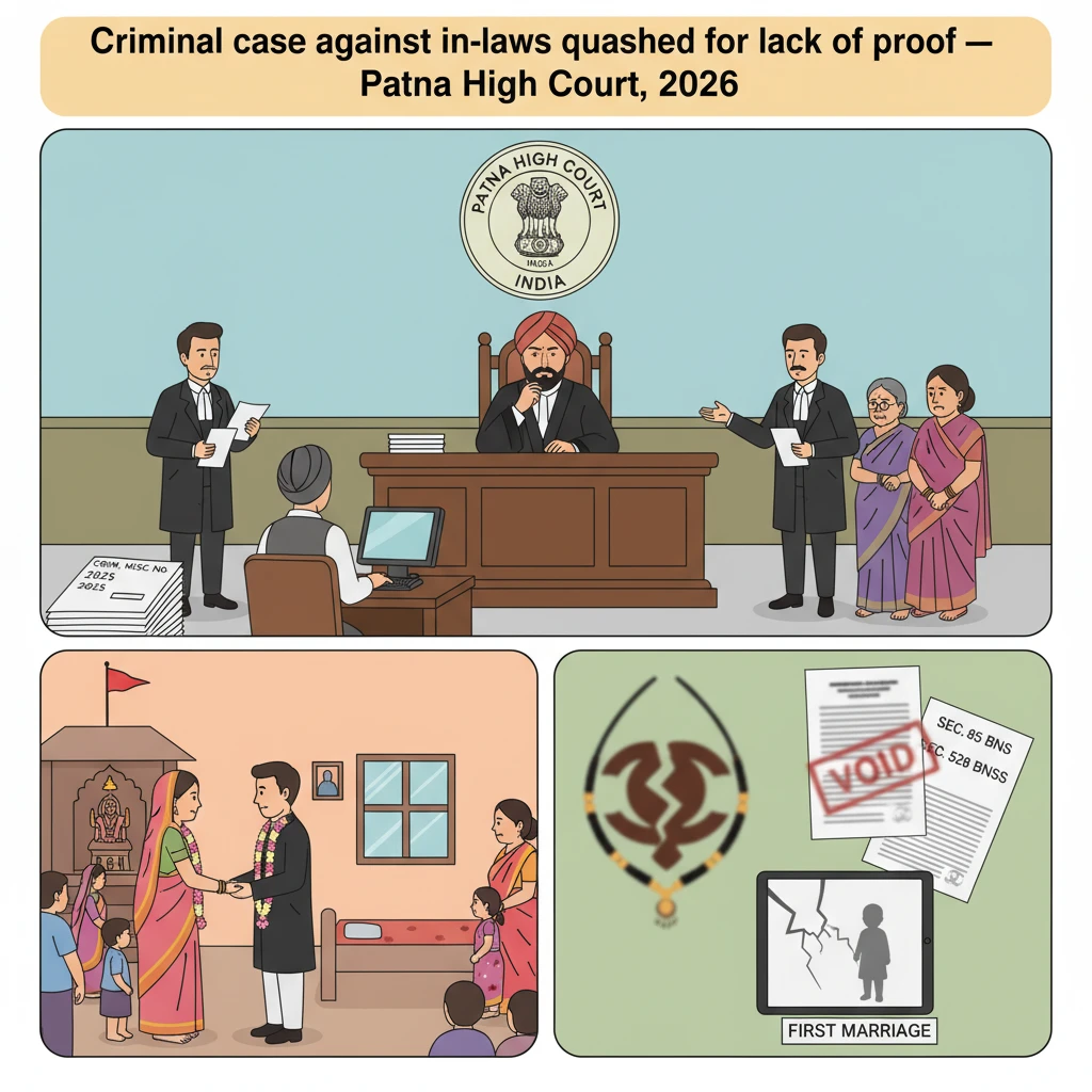 Illustration of Patna High Court examining a criminal complaint in a matrimonial dispute.