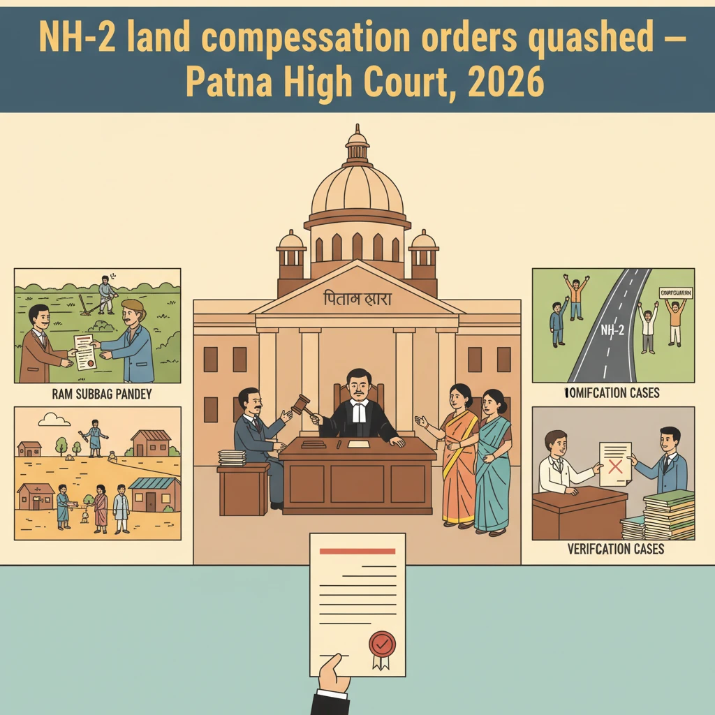 Courtroom scene showing dispute over NH-2 land compensation in Aurangabad.